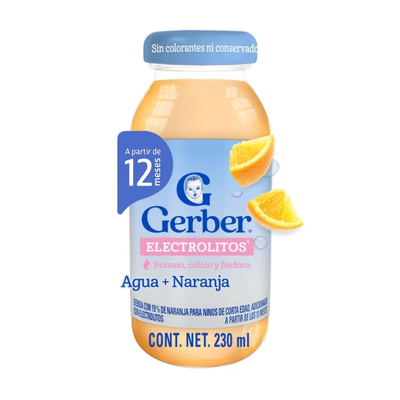 Electrolito Gerber Etapa 4 Sabor Naranja Frasco de 230 ml
