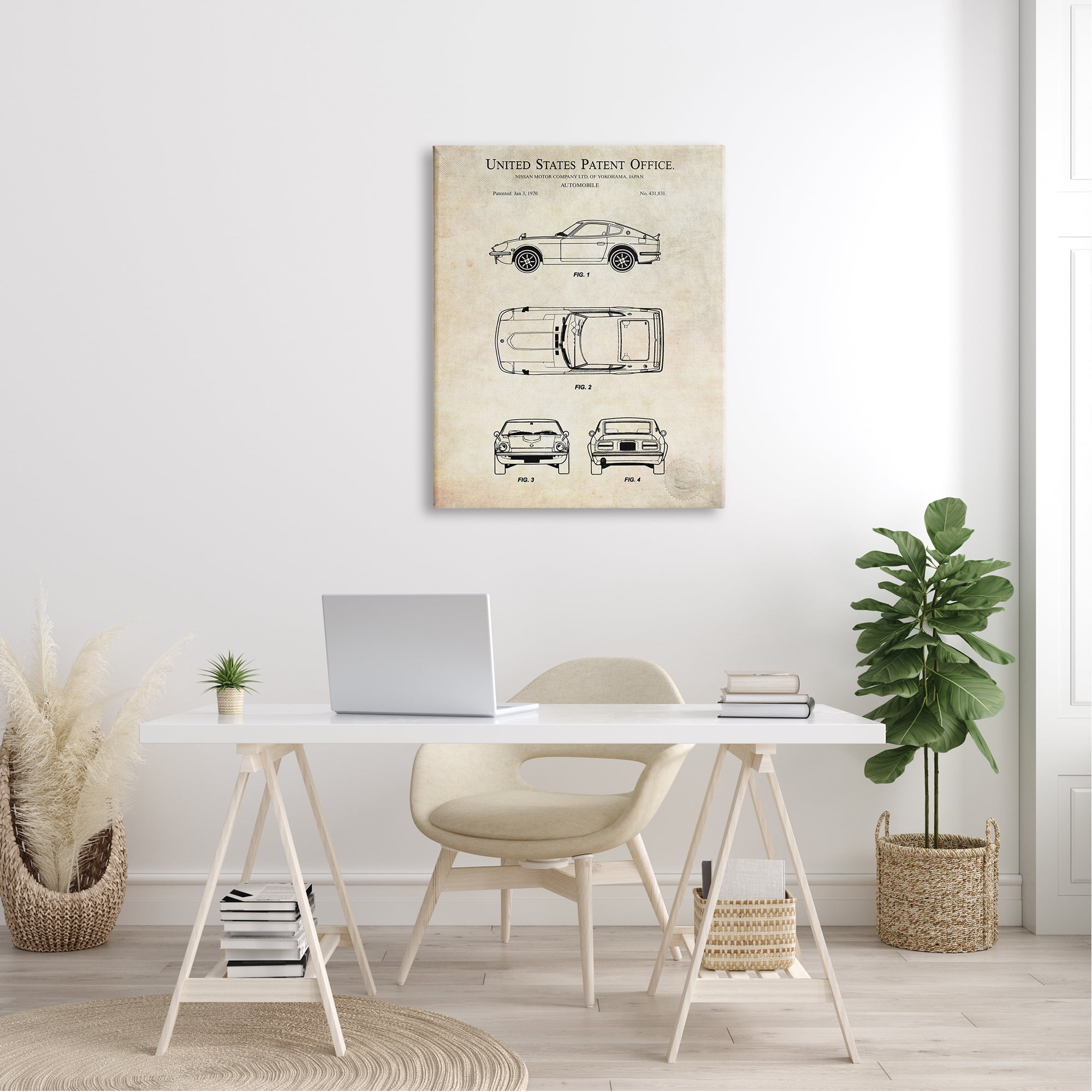 Stupell Industries Automobile Car Technical Outline Diagram Blueprint Patent Canvas Wall Art, 30 x 40, Design by Karl Hronek