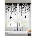 thumbnail image 2 of Black Spring Botanical Sheer Curtains 45 Inch Length 2 Panels Set, Weeping Eucalyptus Butterfly Voile Window Treatment Rod Pocket Small Kitchen Curtains Drapes for Bedroom 52"x45"x2, 2 of 7