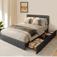 thumbnail image 1 of Zocalo Base de Cama  Full Size | Cama con Almacenamiento, Respaldo Ajustable y 4 Cajones | Gris oscuro, 1 of 9
