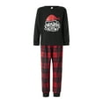 thumbnail image 3 of Christmas Family Pajamas Matching Set Hat Printed Pull on Top Plaid Pants Matching PJS Set, 3 of 7
