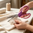 thumbnail image 5 of Cyenie Stainless Steel Pinking Shears, Zig Zag Scalloped Craft Scissors for Decorative Edge and Dressmaking, Comfort Grip Shears for DIY Fabric Projects (Pink Purple Triangle), 5 of 5