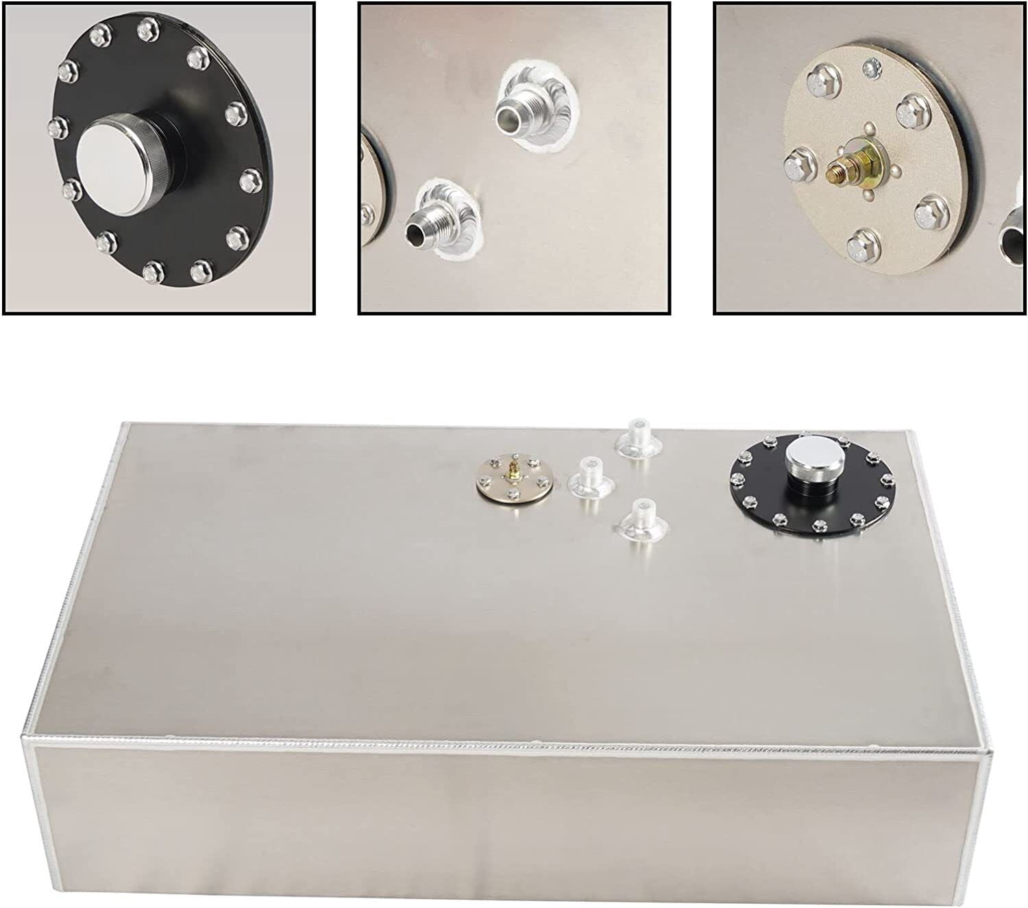 YIUIY 17 Gallon Polished Aluminum Race Fuel Cell Gas Tank With Cap + Level Sender