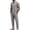 Dark Gray, variant on Men's 2 Piece Summer Beach Outfits Short Sleeve Button Down Banded Collar Shirts and Long Pants Set Casual Linen Feel Vacation Yoga Lightweight Suits Blue M