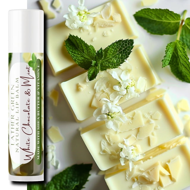 White Chocolate & Mint Natural Lip Balm, Pack of 3 by LatherGreen