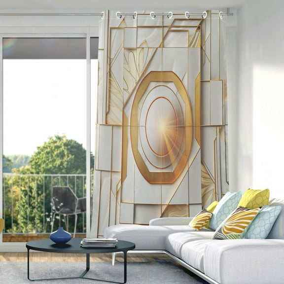 Blackout Curtains Window Curtain for Bedroom Living Room 1 Panel 82"x42" Abstract White Geometric
