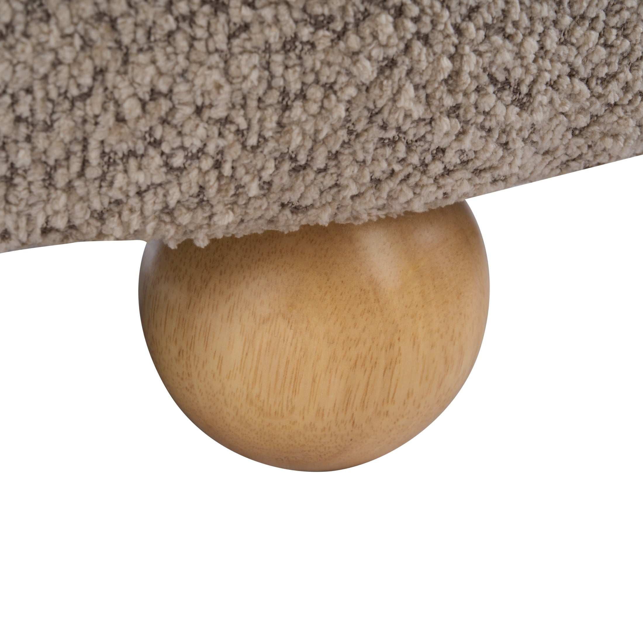 Christopher Knight Home Boucle Barrel Accent Lounge Chair, Curved Back and Wood Legs, Light Brown
