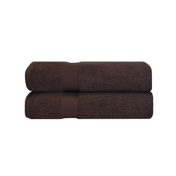 Zero Twist 575 GSM 100% Combed Cotton Chevron Border 2-Piece Bath Sheet Set Espresso