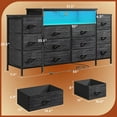 thumbnail image 3 of REKHHY 55" W Dresser for Bedroom with LED Lights & Charging Station 12 Drawer Dressers & Chests of Drawers Dresser TV Stand for Bedroom for Hanging 65" TV, Metal Frame & Fabric Drawers, Black, 3 of 9