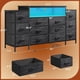 thumbnail image 3 of REKHHY 55" W Dresser for Bedroom with LED Lights & Charging Station 12 Drawer Dressers & Chests of Drawers Dresser TV Stand for Bedroom for Hanging 65" TV, Metal Frame & Fabric Drawers, Black, 3 of 9