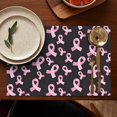 thumbnail image 4 of Pink Breast Cancer Summer Placemats Table Placemats Set Of 6-Linen Kitchen Washable Placemats Table Mats 11.8"x17.7" Non-Slip Heat Resistant, 4 of 5
