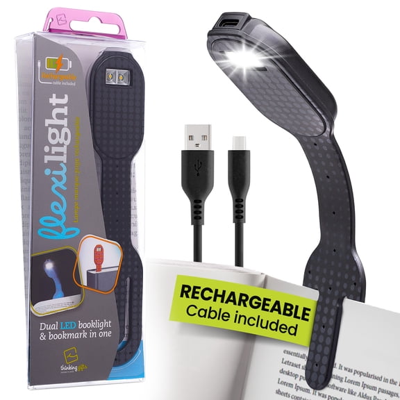 Thinking Gifts Rechargeable Flexilight 2-in-1 LED Book Light - Black Dots