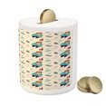 thumbnail image 3 of Sailboat Piggy Bank, Potbelly Sailor with Striped Clothes and Blue Whales Hand Drawn Design, Ceramic Coin Bank Money Box for Cash Saving, 3.6" X 3.2", Multicolor, by Ambesonne, 3 of 4
