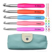 FEELGLAD Juslike 5 Sizes Crochet Hooks Set 6.5mm(K)-10mm(N) Ergonomic Crochet Hooks with Case for Arthritic HandsExtra Long Crochet Needles