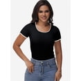 thumbnail image 3 of Women Summer Short Sleeve Shirts Crewneck Striped Color Block T Shirts Slim Fit Basic Tee Tops, 3 of 6
