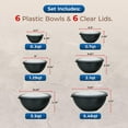 thumbnail image 2 of 12 Piece Plastic Nesting Bowls with Lids - Mixing Bowls Set includes 6 Prep Bowls and 6 Lids, BPA-Free, Reusable Meal Prep Containers, Microwave, Freezer & Dishwasher Safe, Gray, 2 of 7