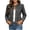 Gray, variant on purcolt Women's Cropped Jean Jacket Button Down Long Sleeve Collarless Cinched Waist Denim Jackets