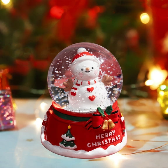NWOKYZGH Resin Christmas Snow Globe Lantern Water Glittering Snowman Crown, Battery Operated Lighted Water Lantern for Christmas Festival Decoration Gifts
