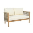 thumbnail image 5 of Christopher Knight Home Modern Outdoor 2 Piece Woven Rope Loveseat Coffee Table Set with Cushions, Solid Wood, Beige, 5 of 11