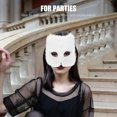 thumbnail image 4 of EXHUMKY 1 Set White Paintable Mask with Half Face Paper for  Masquerade Adults, 4 of 8