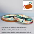 thumbnail image 4 of Dragonfly 6pcs Round Coasters Set, Microfiber Leather Drink Coasters, 11x11cm/4.3x4.3in, Kitchen Table Coasters for Bar, Home - Black, 4 of 6