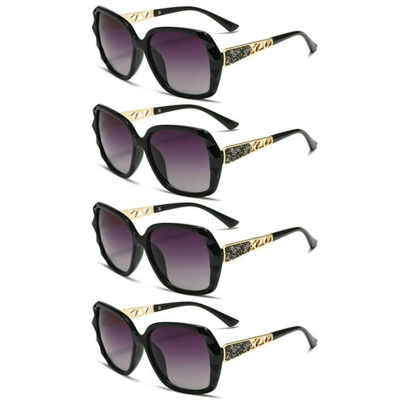 4 Pairs Retro Vintage Fashion Classic Oversized Sunglasses UV400 for Women Ladies