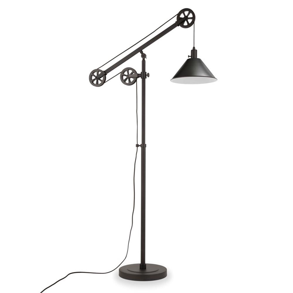 Evelyn&Zoe Descartes Pulley System Floor Lamp with Metal Shade