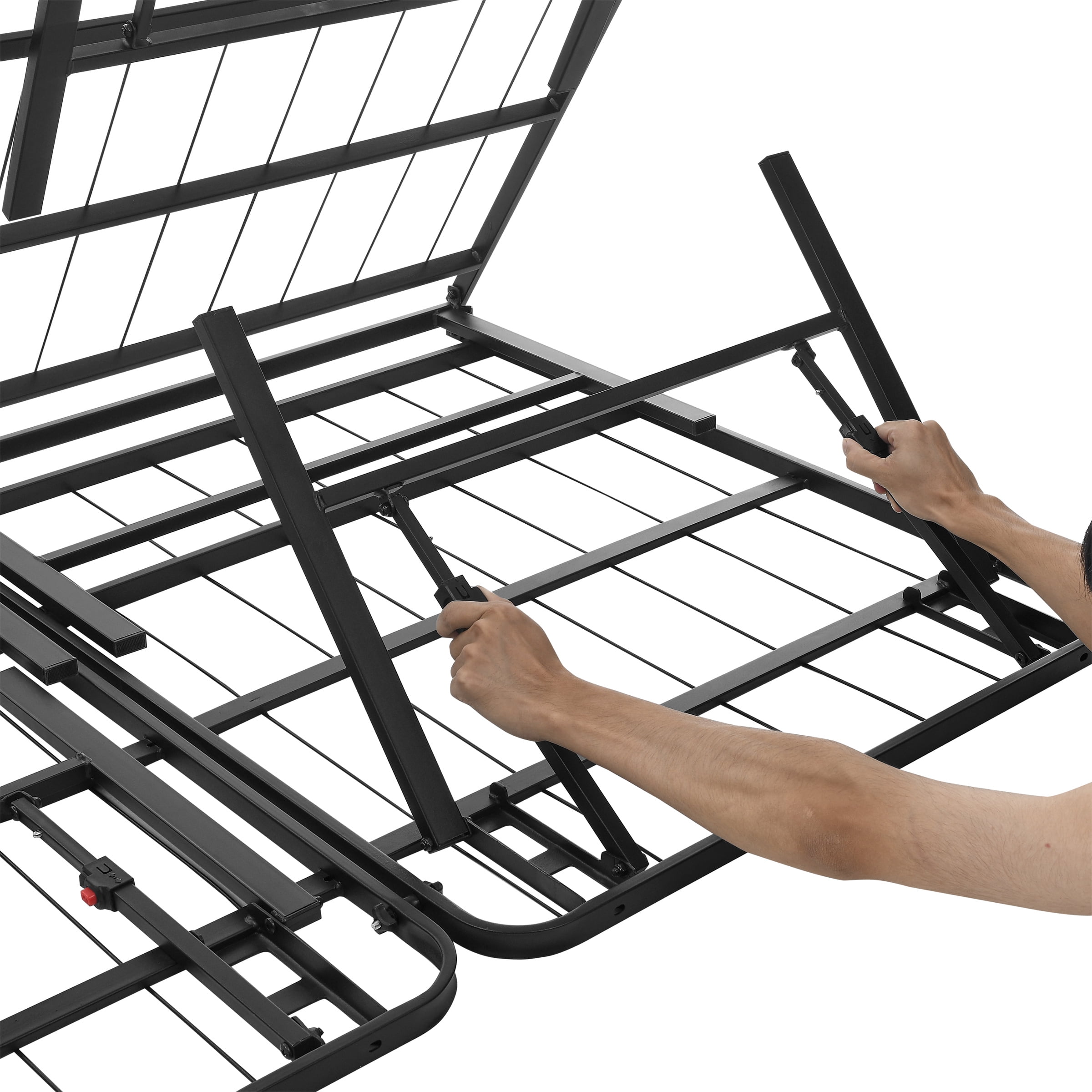 Mainstays Full 18" High Profile Foldable Steel Platform Bed Frame with Storage Space Under Frame, No Box Spring Required, Black
