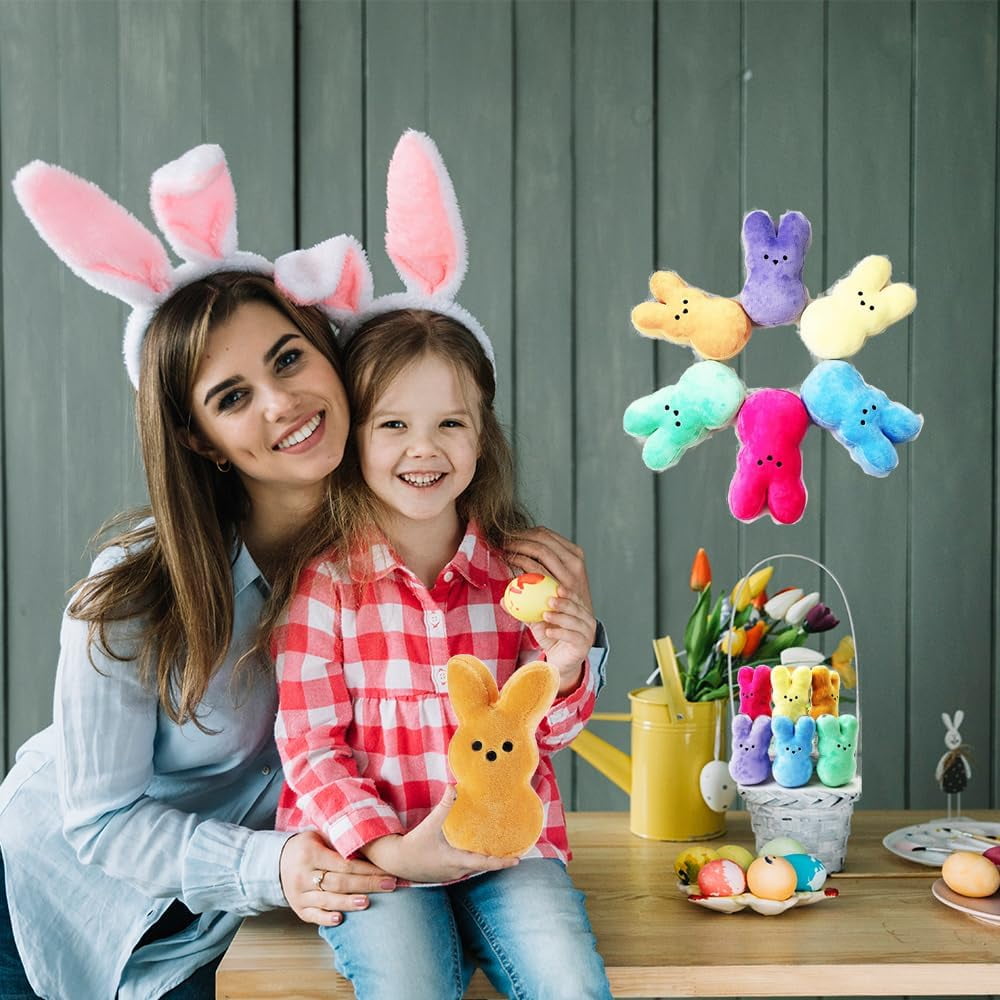 HeaCare 12 pcs Easter Peep Bunny Plush Toys Decorations Cute Animal Bunny Stuffed Doll Easter Basket Stuffers Gift for Kids