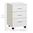 thumbnail image 3 of Vinsetto 3 Drawer File Cabinet with Lock and Wheels, White, 3 of 9