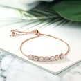 thumbnail image 3 of Gem Stone King 18K Rose Gold Plated Silver White Moissanite and Lab Grown Diamond Bracelet for Women | 2.52 Cttw | Gemstone Birthstone | Round 4.5MM, 3 of 4