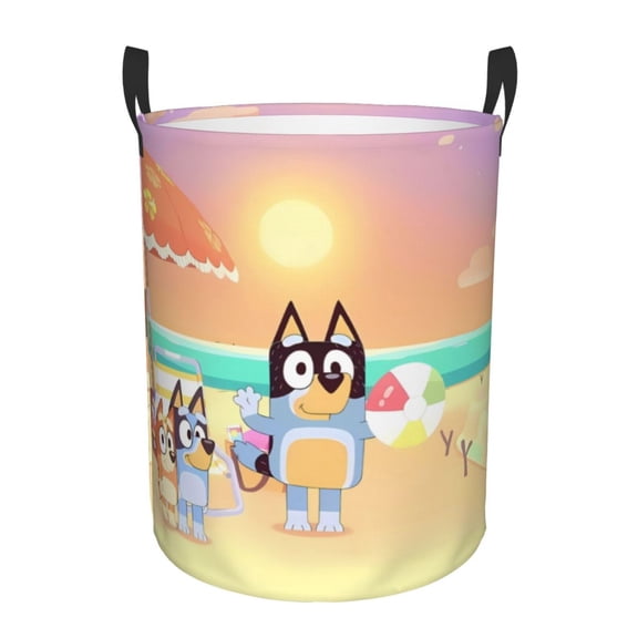 Johaoi Bluey Pattern Round Large Laundry Basket -Storage Basket - Toy Storage Basket, Perfect as Hamper, Kids Room Storage, and Toy Containment-