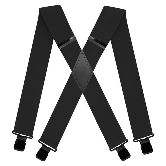 Qcwqmyl Black Suspenders for Men Heavy Duty Big and Tall,2" Wide 4 Clips Suspenders