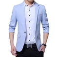 thumbnail image 4 of SWSMCLT Men's Sport Coat Slim Fit Button Warm Long Sleeve Blazer Jacket Fall Office Vintage Thin Sportcoat Light Blue 46, 4 of 4
