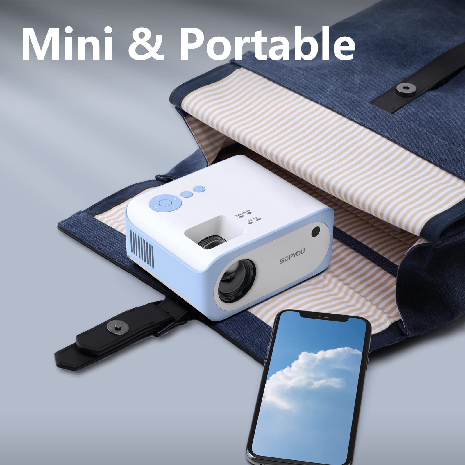 Mini Projector, Native 1080P Full HD 9000L Movie Projector 4K Supported, Video Mini Portable Projector for HDMI, USB, Laptop, TV Stick, PS5, IOS & Android, U Disk