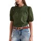 thumbnail image 4 of BLUSA DE CROCHET CHIC INSPIRE para Mujeres, Cuello con Volantes, Manga Corta, Tejido Calado, Tops de Verano, M Verde, 4 of 6