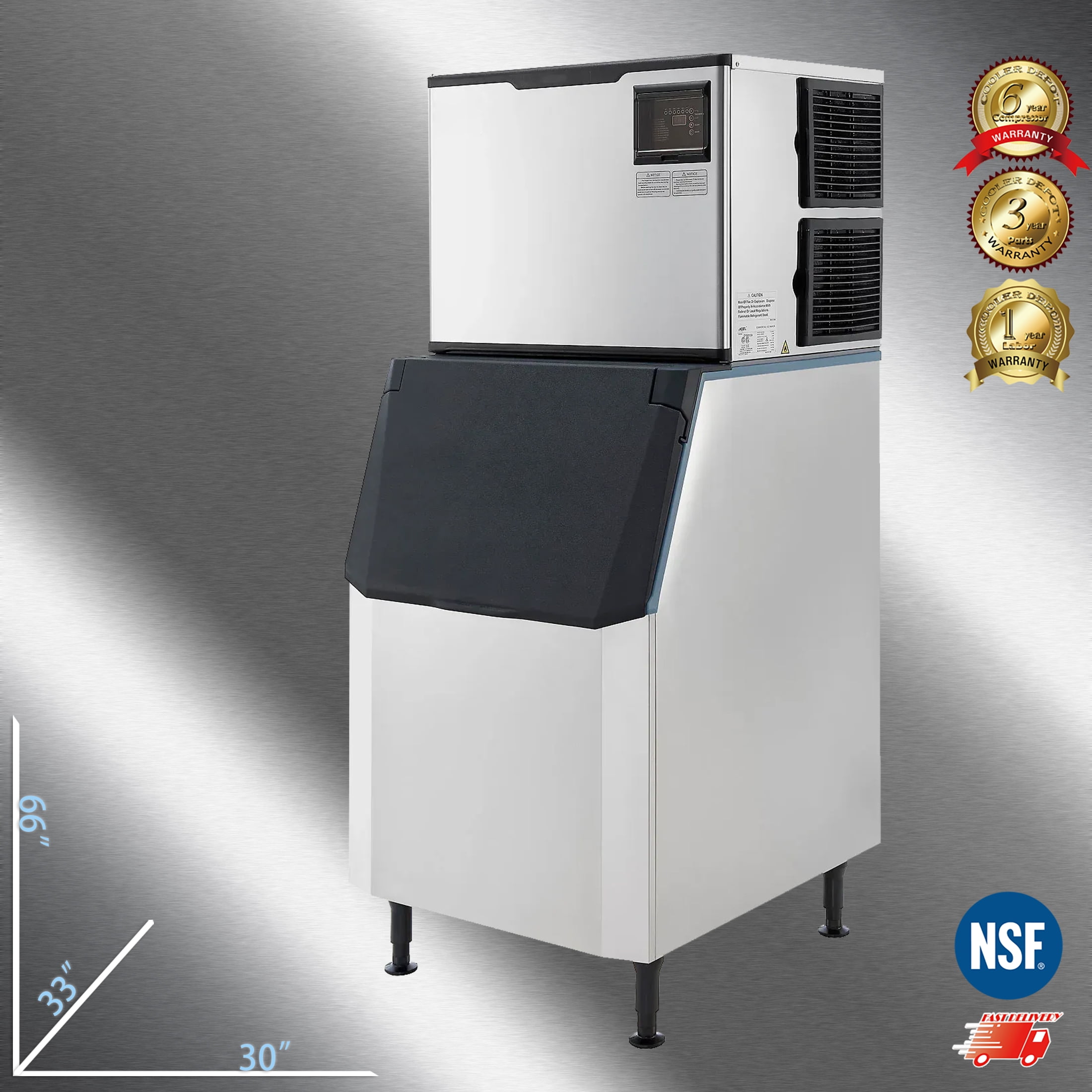 Cooler Depot 1000 lb Commercial Half Cube Ice Maker Machine for Milk Tea & Coffee, NSF-Certified, Model SK-1029
