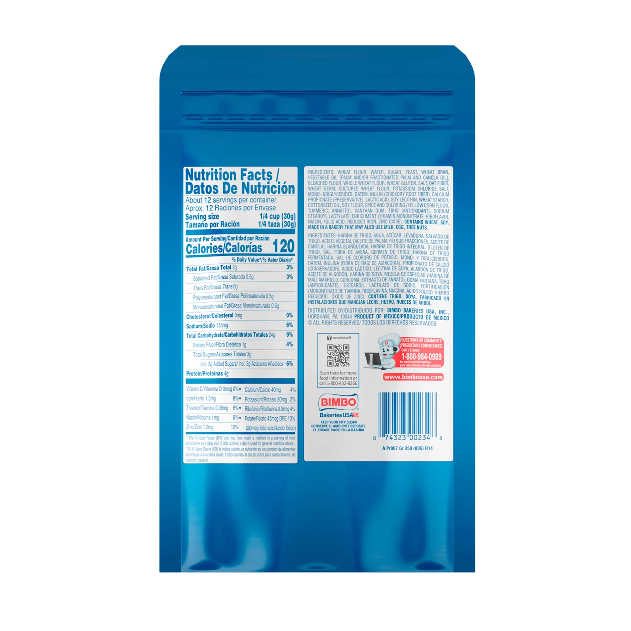 Bimbo Pan Molido Original Bread Crumbs, 12.35 oz, Plain Bread Crumbs, Bag