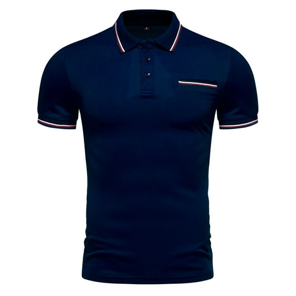 YLSDY Shirts for Men Lapel Solid Color Button Up Tops Short Sleeved T Shirt Casual Breathable Lightweight Comfy Shirts Navy XL