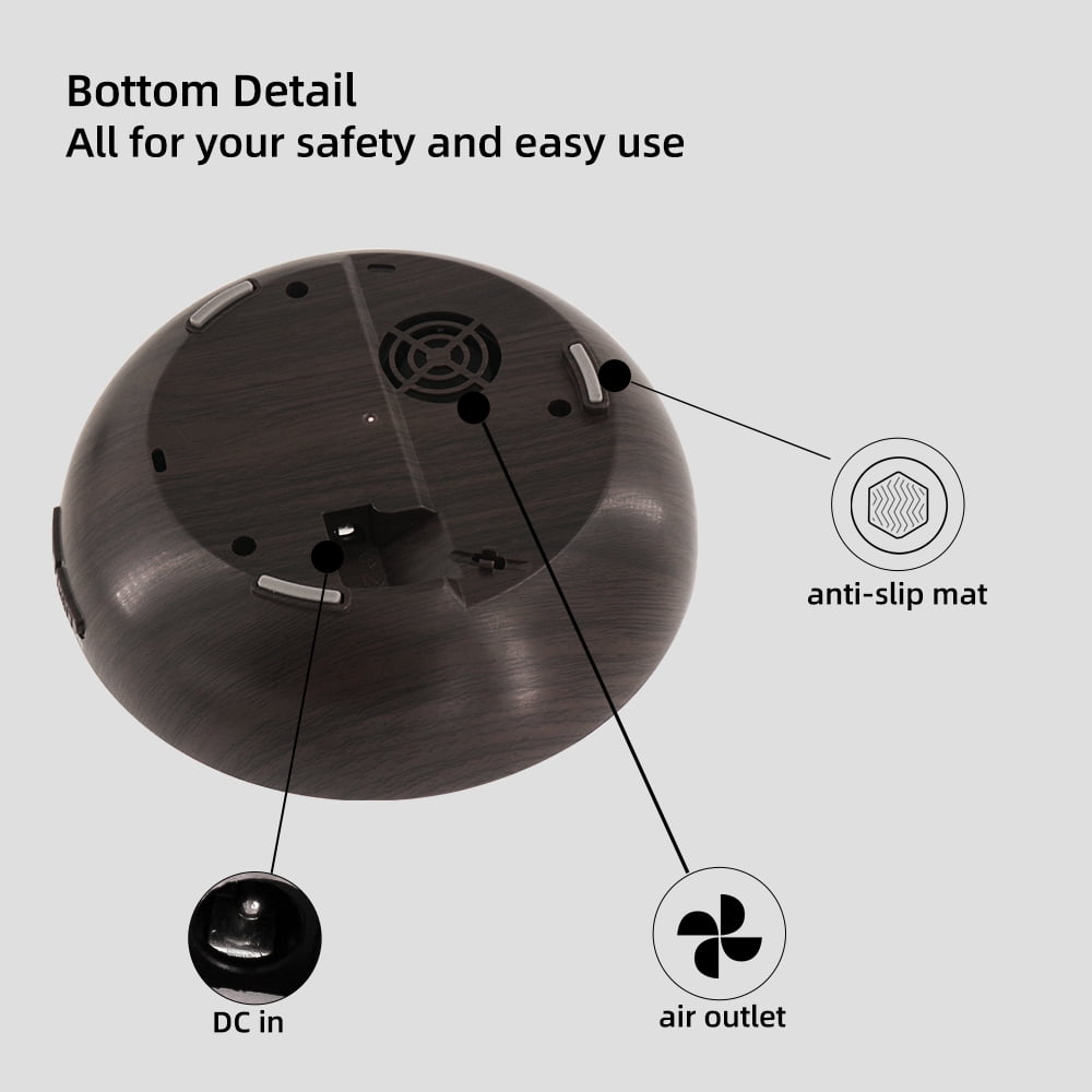 18.6oz Aromatherapy Essential Oil Diffuser Wood Grain Remote Control Ultrasonic Air Humidifier Cool 7 Color LED Light With 6 Oils