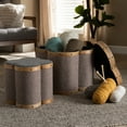 thumbnail image 4 of Baxton Studio Marilyn Modern and Contemporary Transitional Grey and Brown Fabric Upholstered 2-Piece Clover Shaped Storage Ottoman Set, 4 of 10