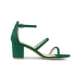 thumbnail image 3 of BLISSFUL STEP Women's Open Toe Strappy Block Heel Sandals Green 9, 3 of 7