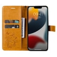 thumbnail image 6 of Nalacover For iPhone 14 6.1 inch Magnetic Wallet Case,Luxury Embossed Butterfly PU Leather Flip Kickstand Card Slot Shockproof Protective Cover with Wrist Strap.For Apple iPhone 14,Yellow, 6 of 6