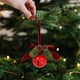 thumbnail image 4 of xihome Juego de 3 adornos navideños de terciopelo rojo con forma de lazo y campanas de hierro, con cordn para colgar, ideales para una decoracin festiva del hogar., 4 of 6