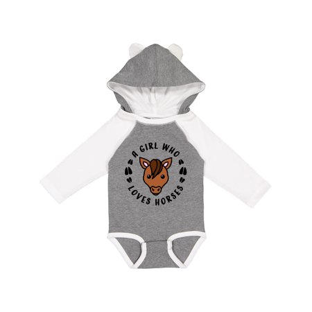 

Inktastic A Girl Who Loves Horses Gift Baby Boy or Baby Girl Long Sleeve Bodysuit
