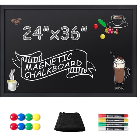 Magnetic Chalkboard Words Sign - 24 x 36 Large Black Frame Wall Decor Bulletin Chalk Board for Menu Business Restaurant Home Office