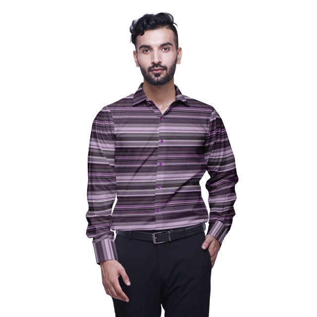 BESTMAN Formal Shirts For Men Slim Fit Printed Full Sleeve Shirts For Men