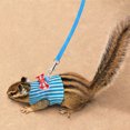 thumbnail image 3 of Flmtop Traction Rope D-ring Design Washable 3 Colors Pet Harness Set for Ferrets Blue Stripe, 3 of 9