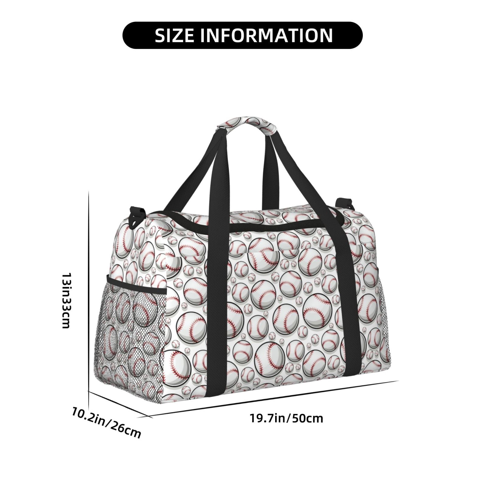 Hirioo Cute Baseball Hand Travel Bag for Men Women,Durable and Spacious Travel Bag with Multiple Pockets for Work, Travel, Weekend Getaways