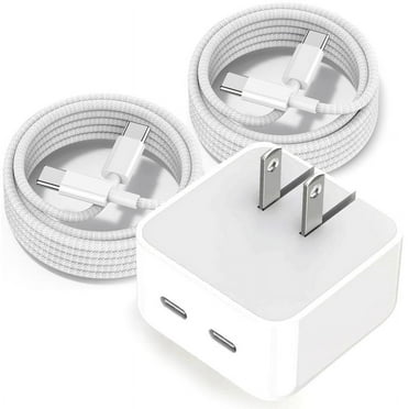 TTech 15 Charger, 40W 2 Port (20W 20W) USB C PD Fast Wall Charger Adapter   2x 3ft USB-C to C Fast Charging Cable Compatible with iPhone 15 Pro Max/15 Pro/Plus, iPad Pro, Galaxy S24/S23 Ultra Braided